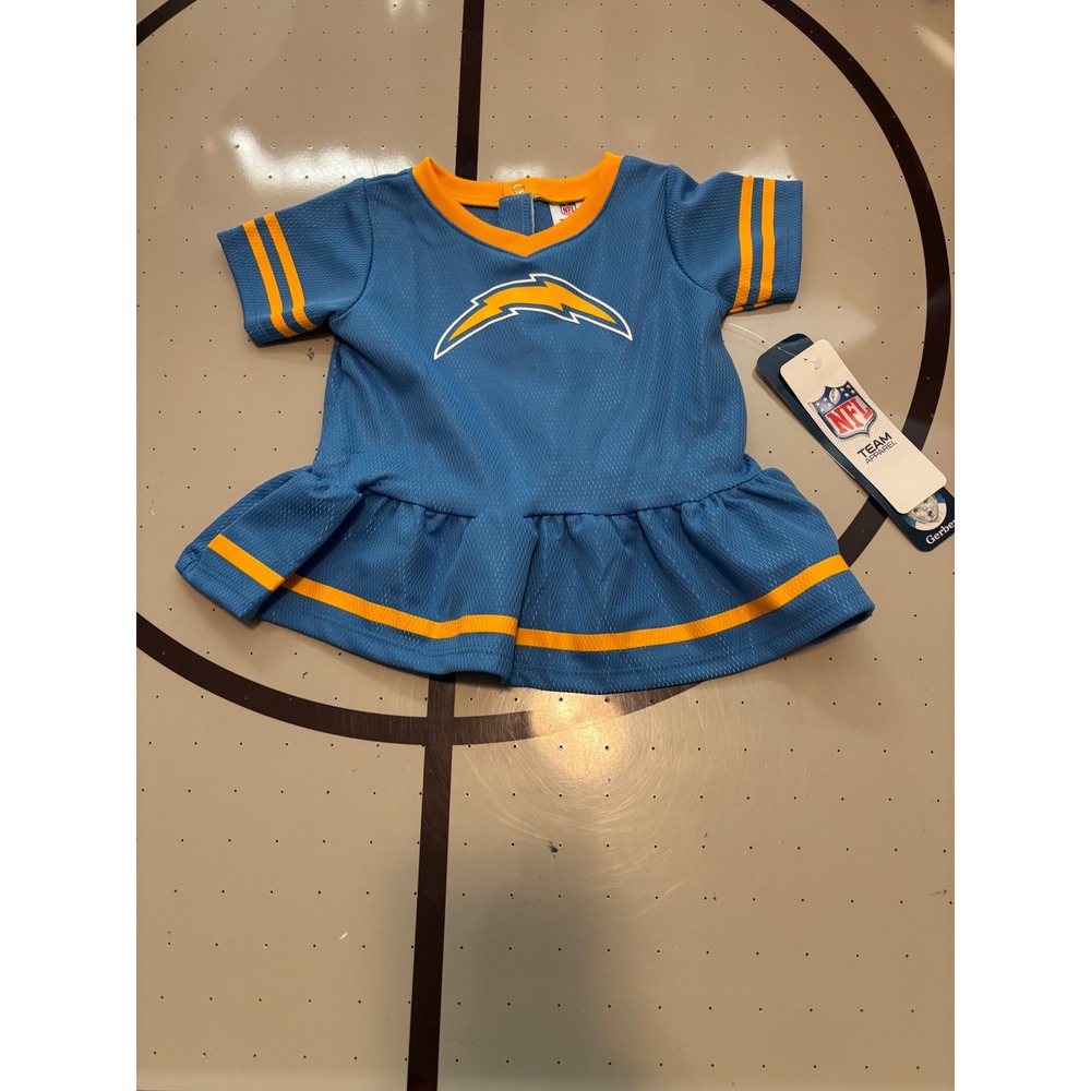 Gerber NFL Los Angeles Chargers Infant Girls Jersey Dress Blue Yellow 3-6 Months